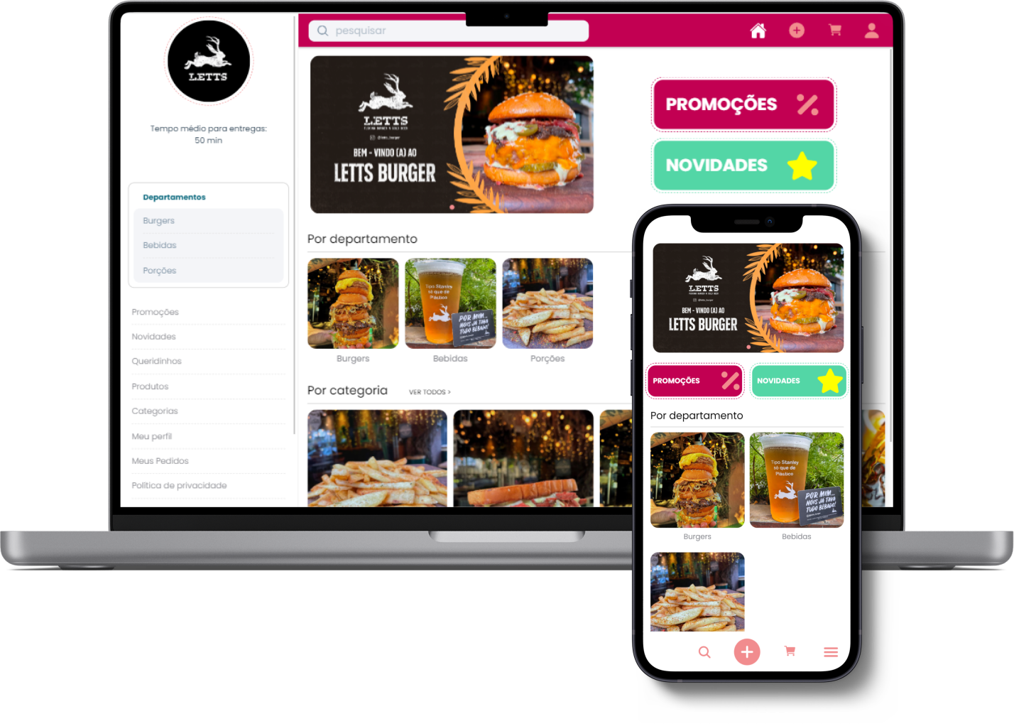 Mockup da gestão do sistema Take Gestão de pedidos online